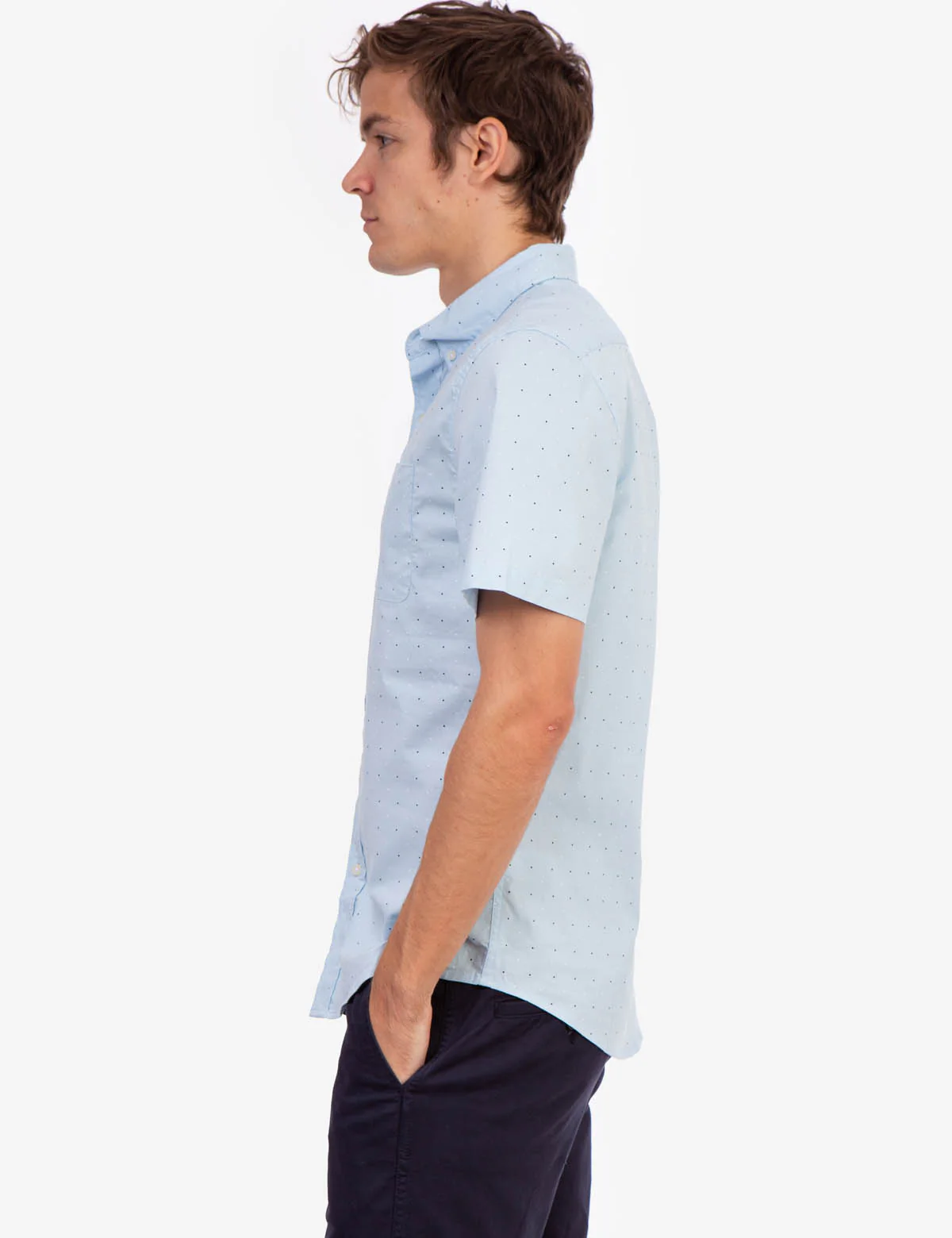 DOT PRINT POPLIN SHORT SLEEVE SHIRT - Image 3