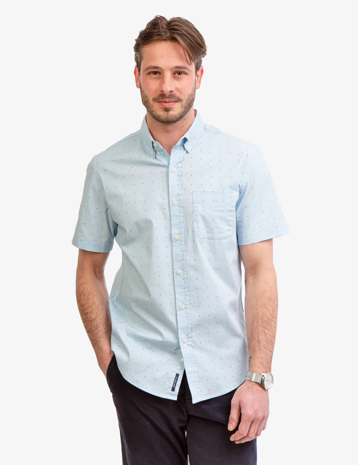DOT PRINT POPLIN SHORT SLEEVE SHIRT - Image 10