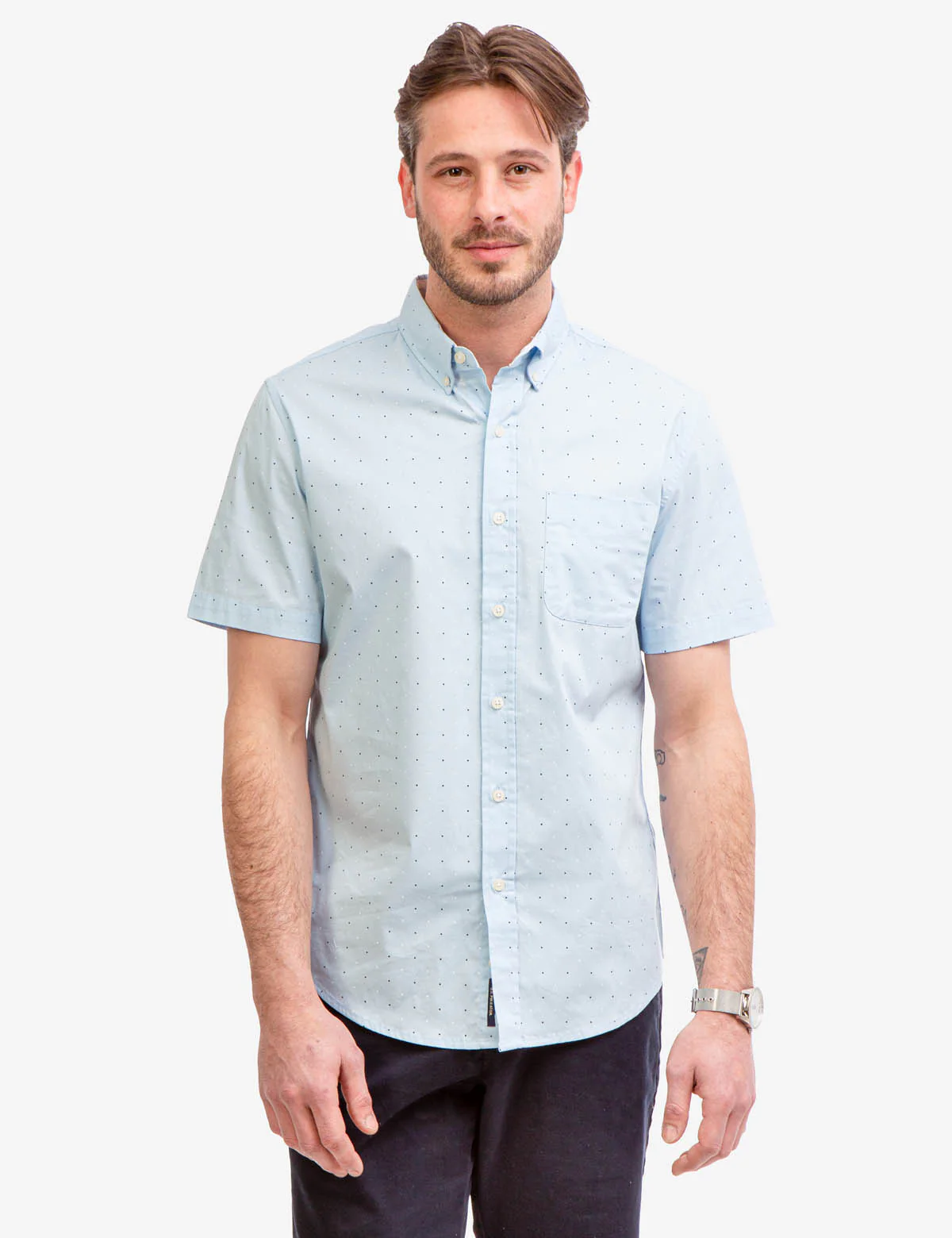 DOT PRINT POPLIN SHORT SLEEVE SHIRT - Image 6