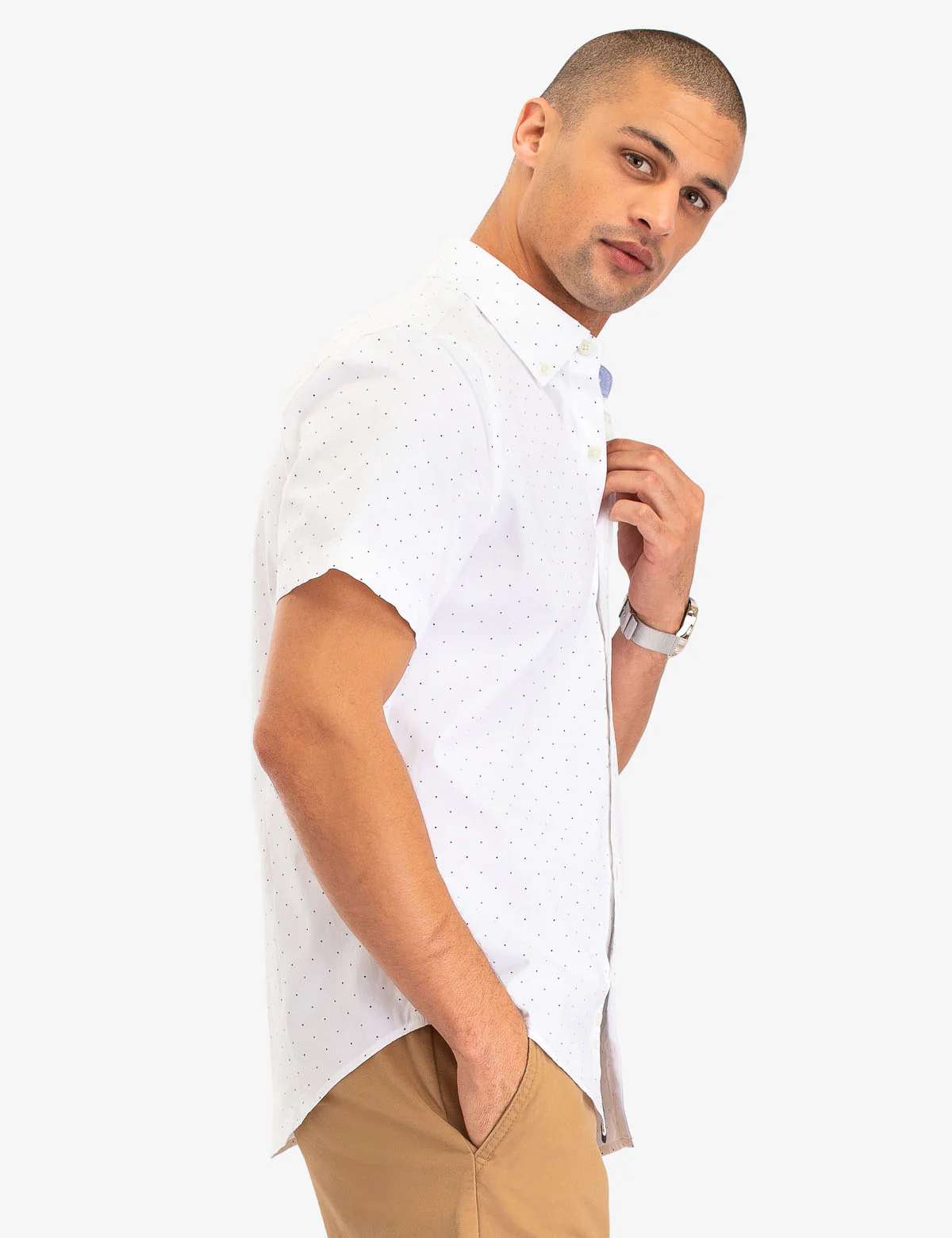 DOT PRINT POPLIN SHORT SLEEVE SHIRT - Image 3