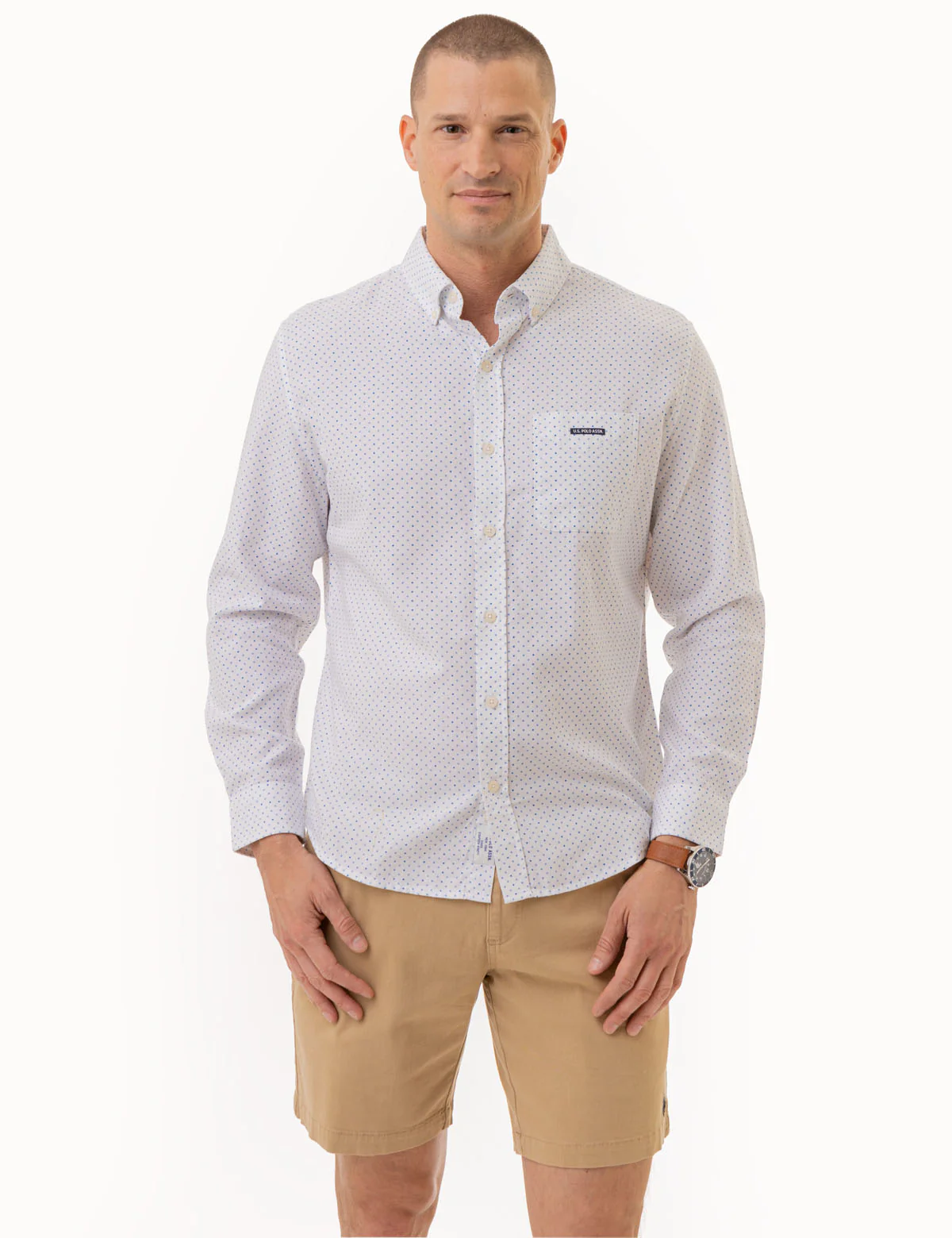 DOT PRINT ROYAL OXFORD LONG SLEEVE SHIRT - Image 10