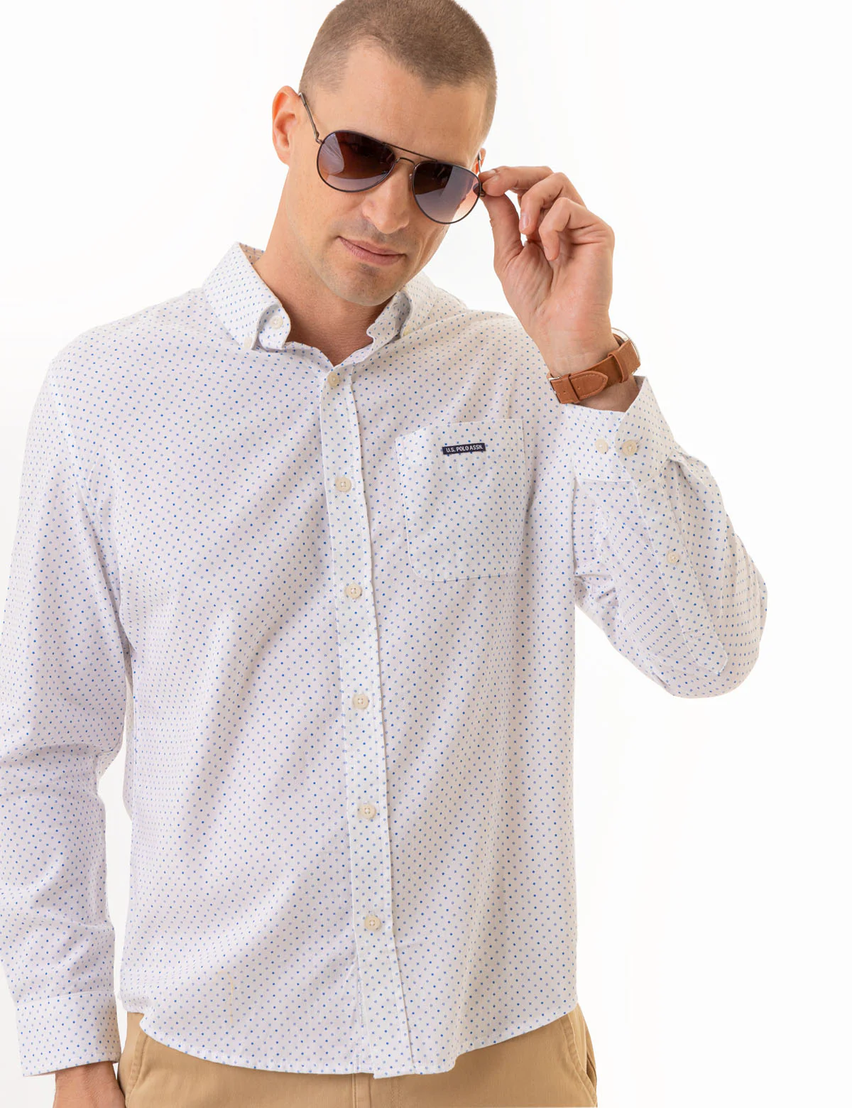 DOT PRINT ROYAL OXFORD LONG SLEEVE SHIRT - Image 14