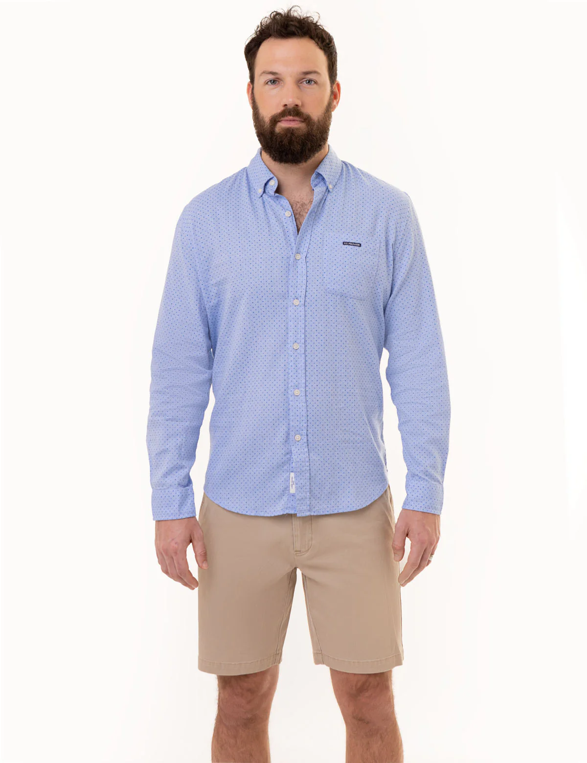 DOT PRINT ROYAL OXFORD LONG SLEEVE SHIRT - Image 6