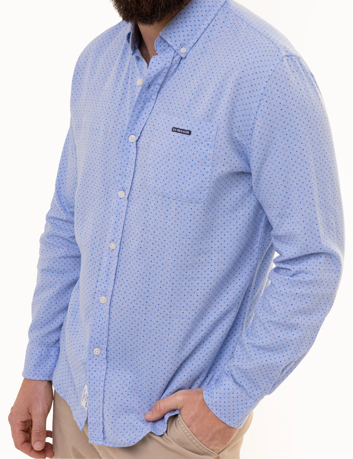 DOT PRINT ROYAL OXFORD LONG SLEEVE SHIRT - Image 9