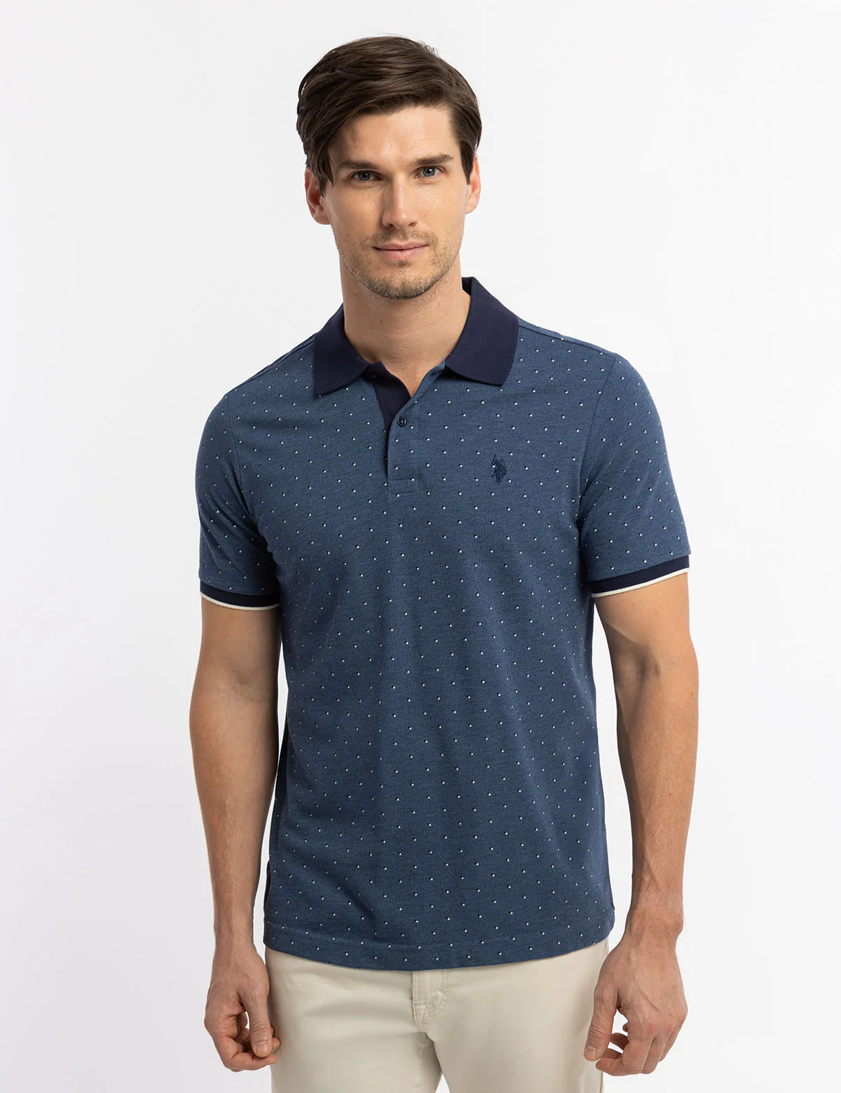 DOUBLE SQUARE DOT PIQUE POLO SHIRT