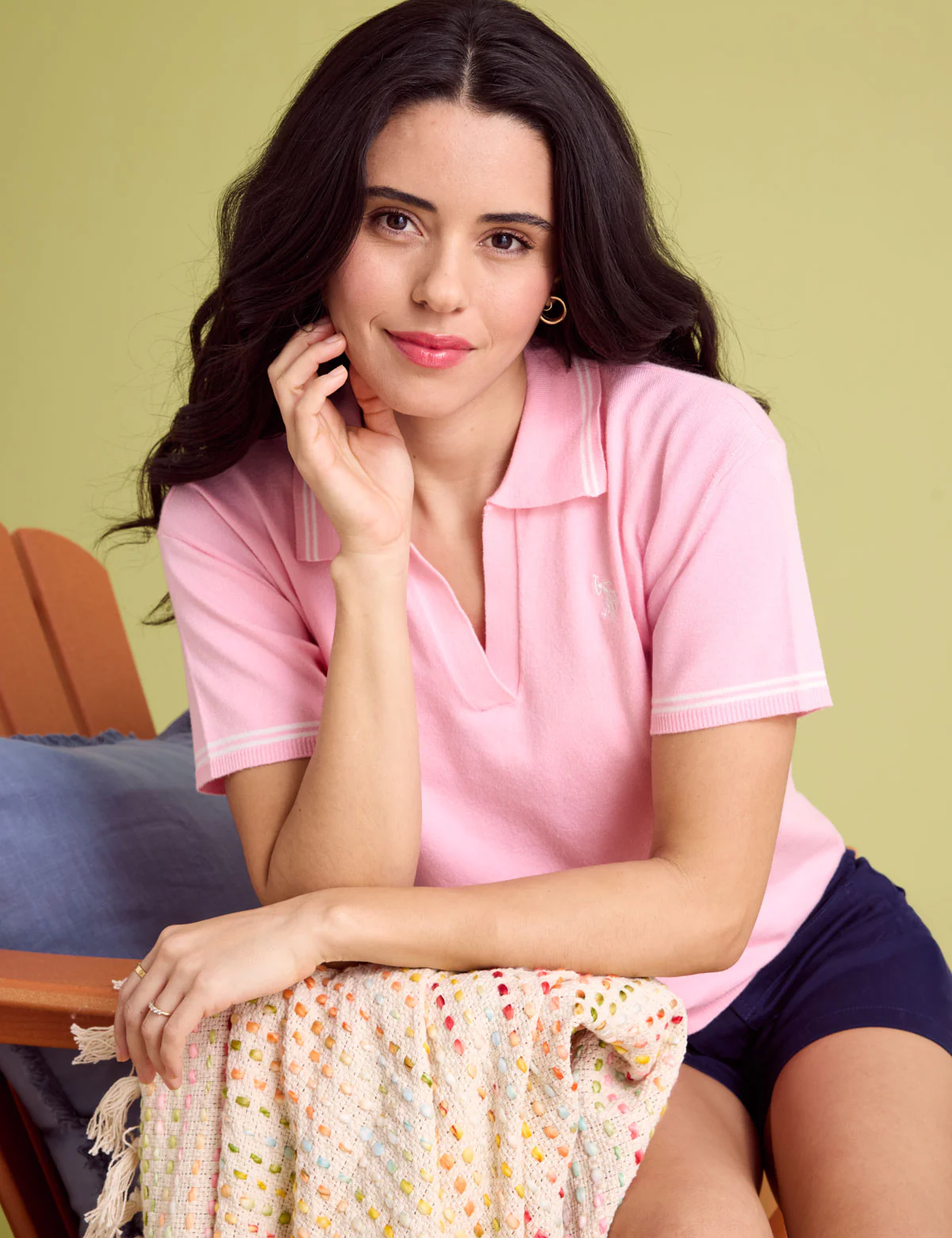 DOUBLE TIPPED SPLIT NECK SWEATER POLO SHIRT