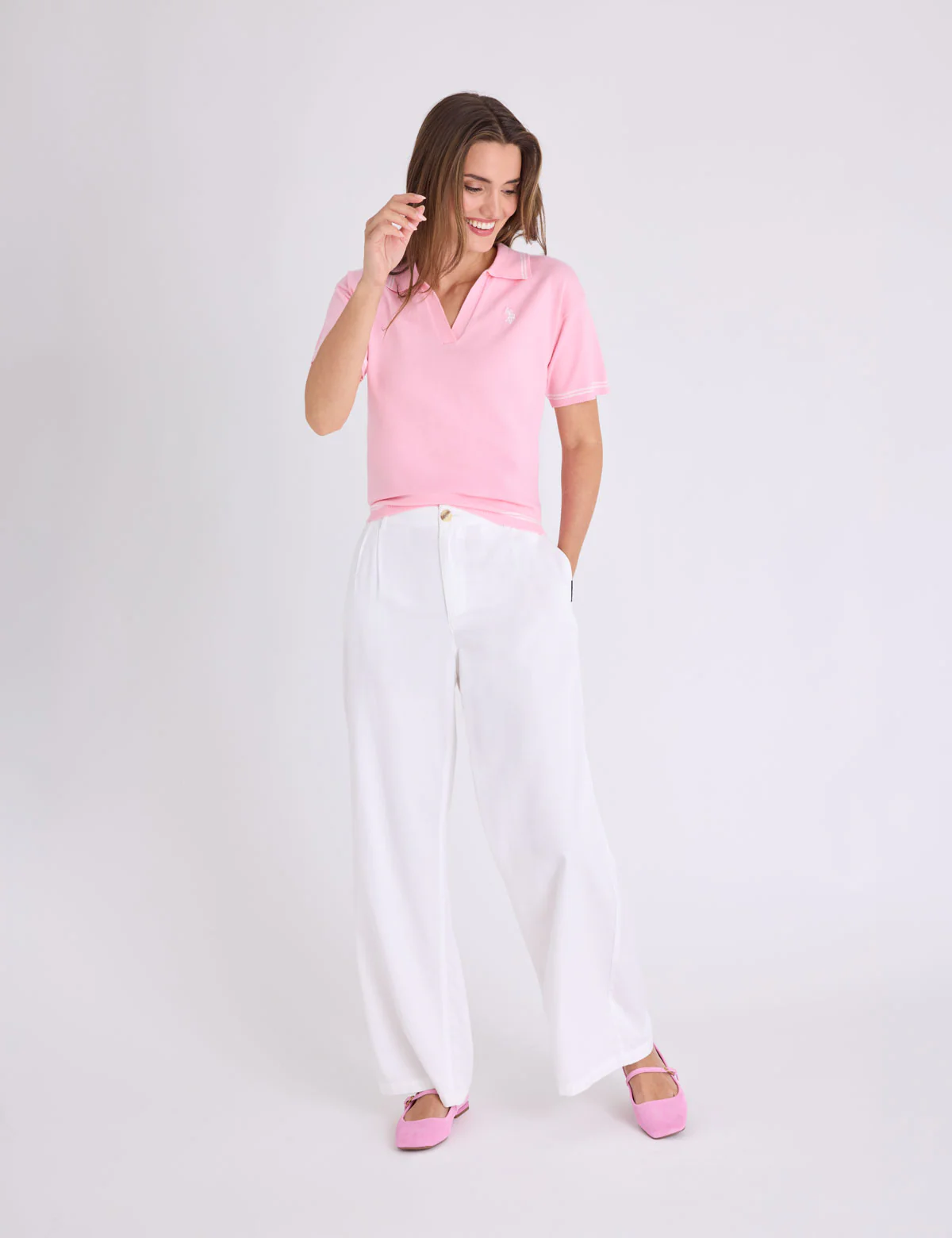 DOUBLE TIPPED SPLIT NECK SWEATER POLO SHIRT - Image 4