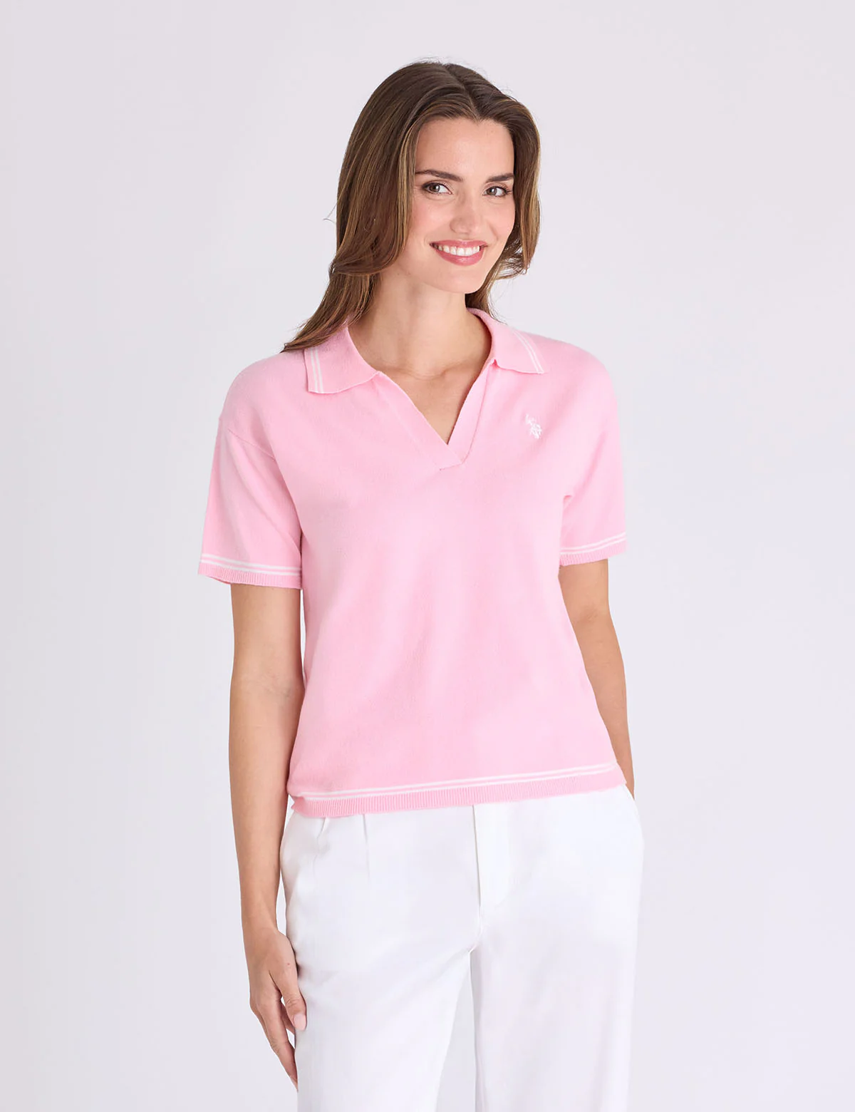 DOUBLE TIPPED SPLIT NECK SWEATER POLO SHIRT - Image 5