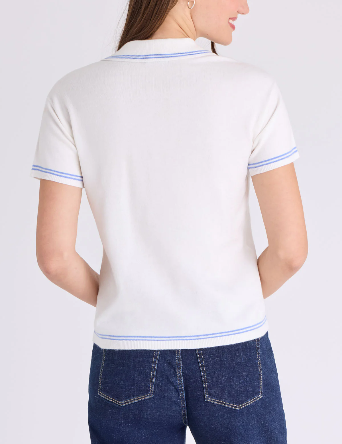 DOUBLE TIPPED SPLIT NECK SWEATER POLO SHIRT - Image 8