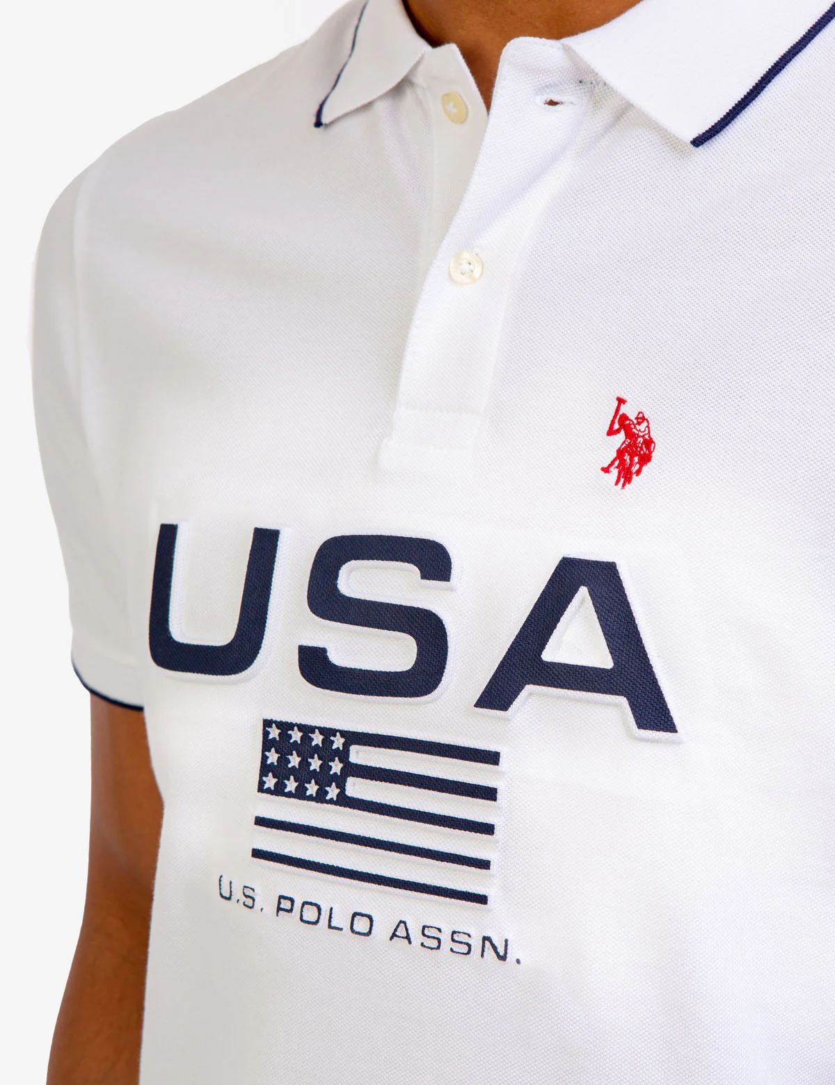 EMBOSSED USA FLAG PIQUE POLO SHIRT - Image 2