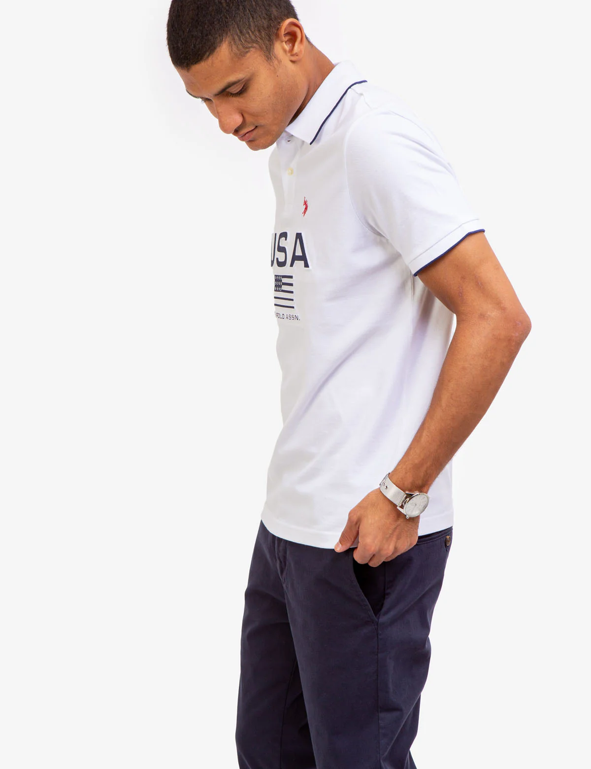 EMBOSSED USA FLAG PIQUE POLO SHIRT - Image 4