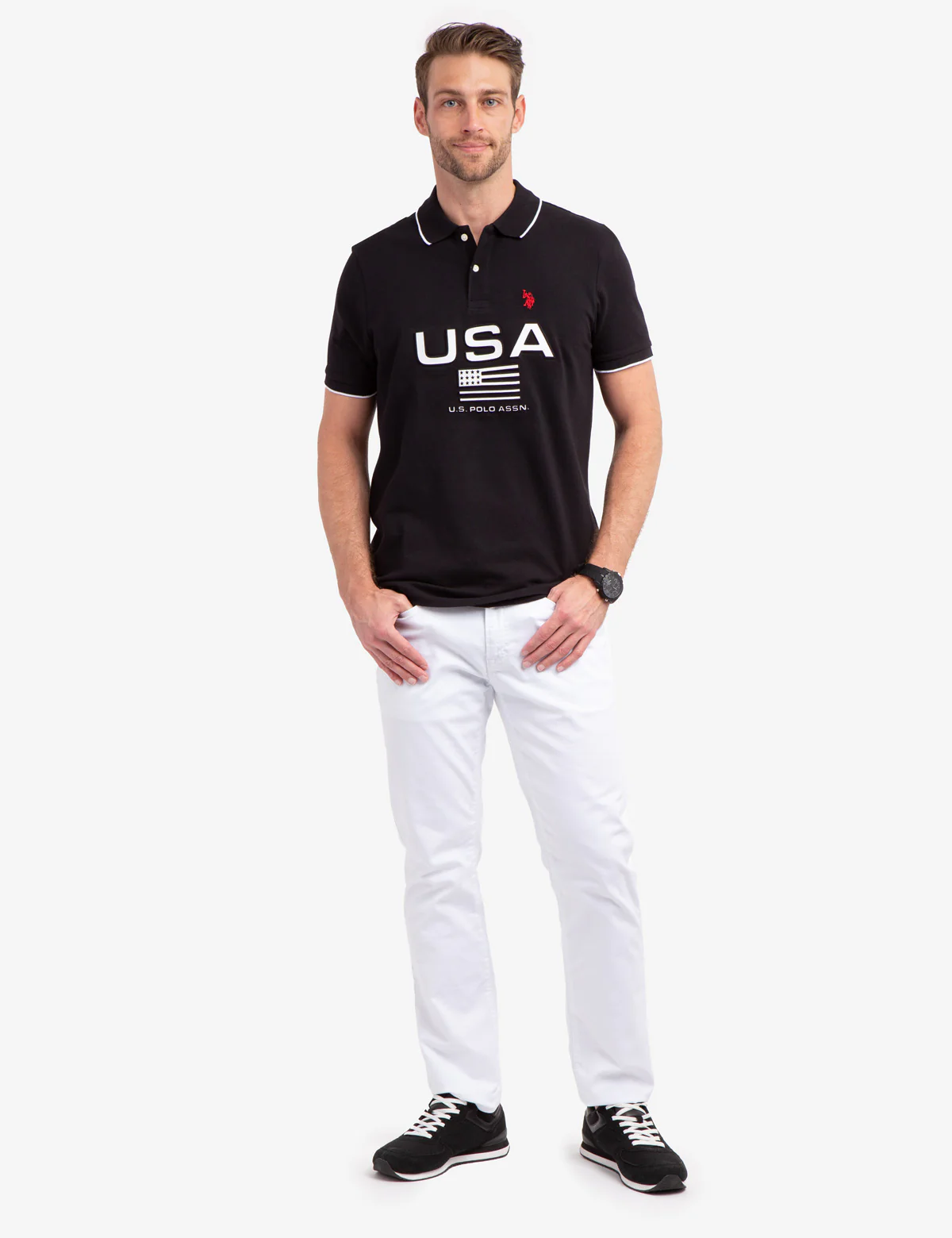 EMBOSSED USA FLAG PIQUE POLO SHIRT - Image 7
