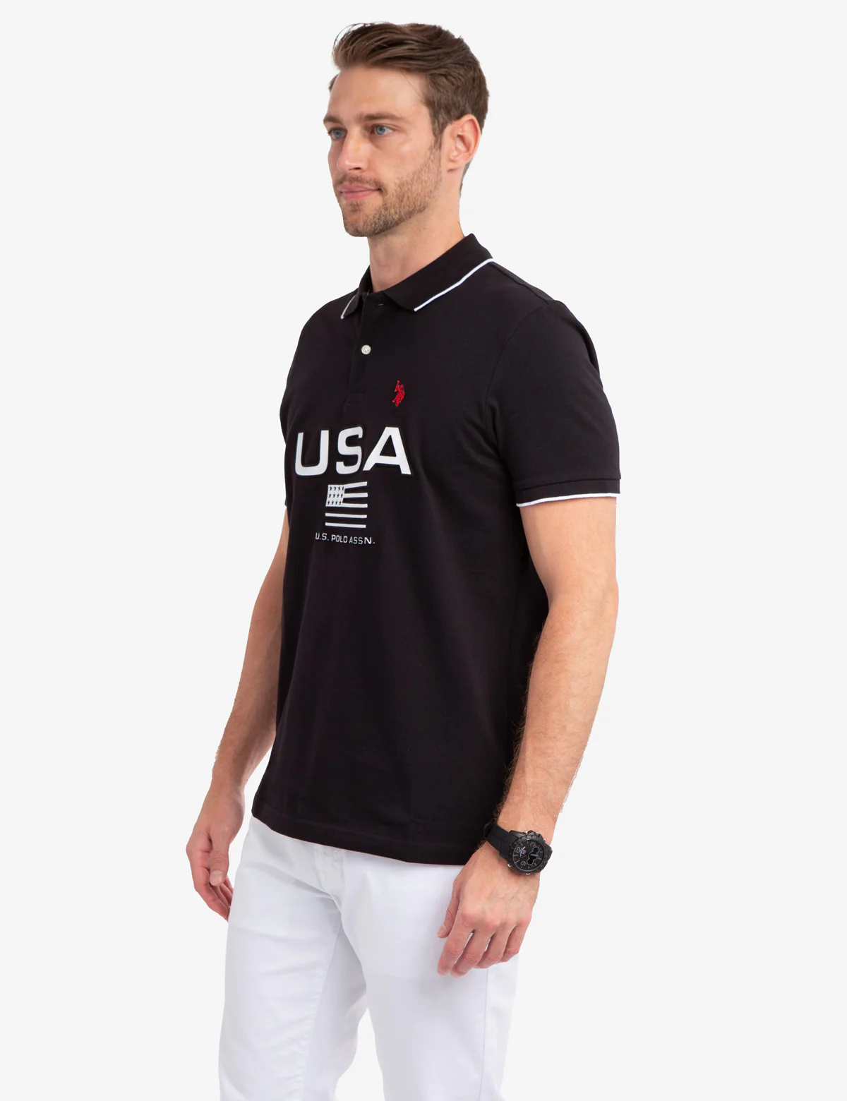 EMBOSSED USA FLAG PIQUE POLO SHIRT - Image 8