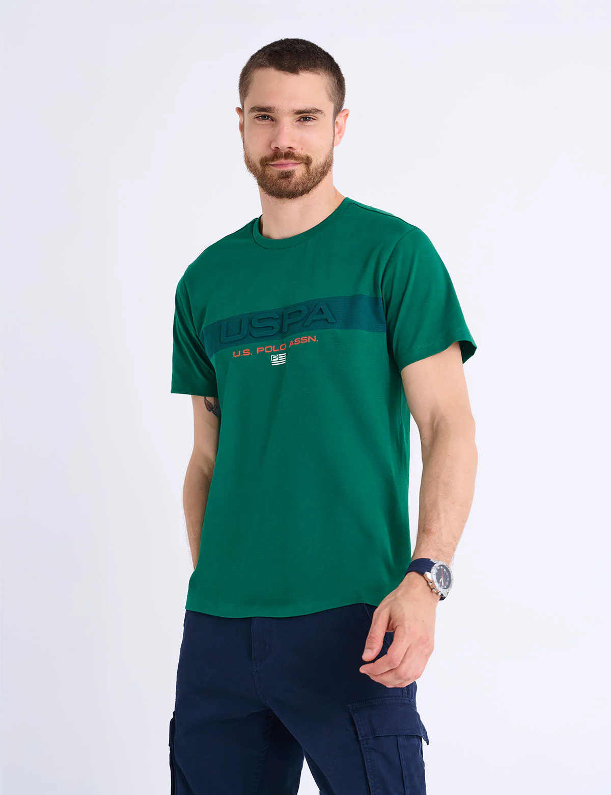 EMBOSSED USPA STRIPE JERSEY T-SHIRT - Image 5