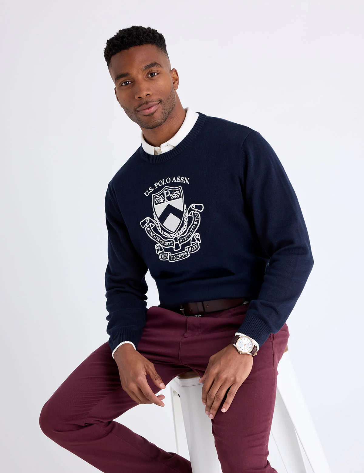 EMBROIDERED CREST CREW NECK SWEATER - Image 3