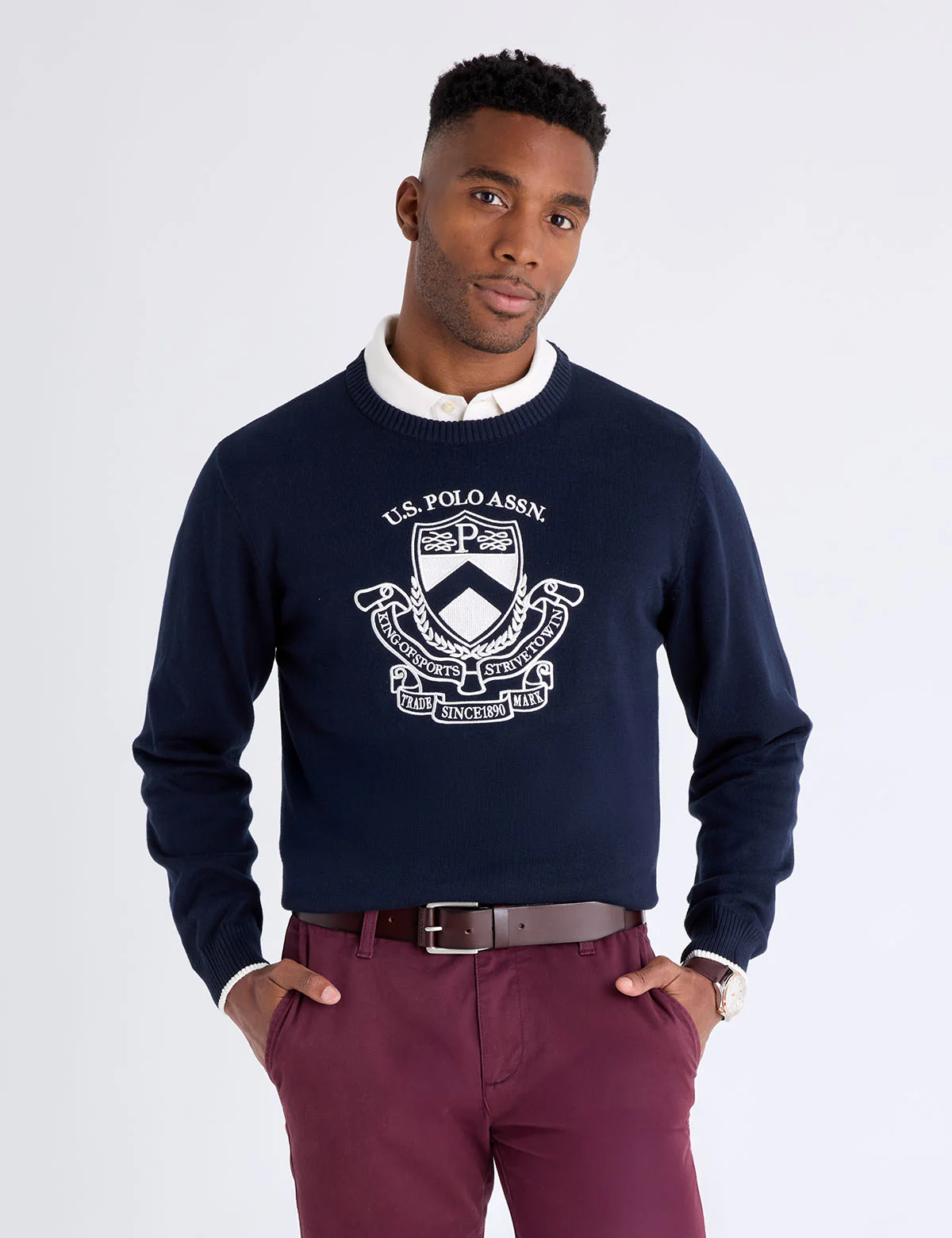 EMBROIDERED CREST CREW NECK SWEATER - Image 4
