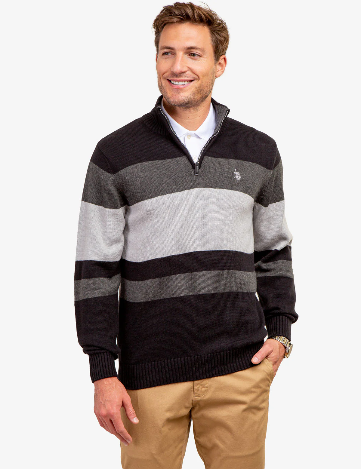 ENGINEER STRIPE 1/4 ZIP SWEATER