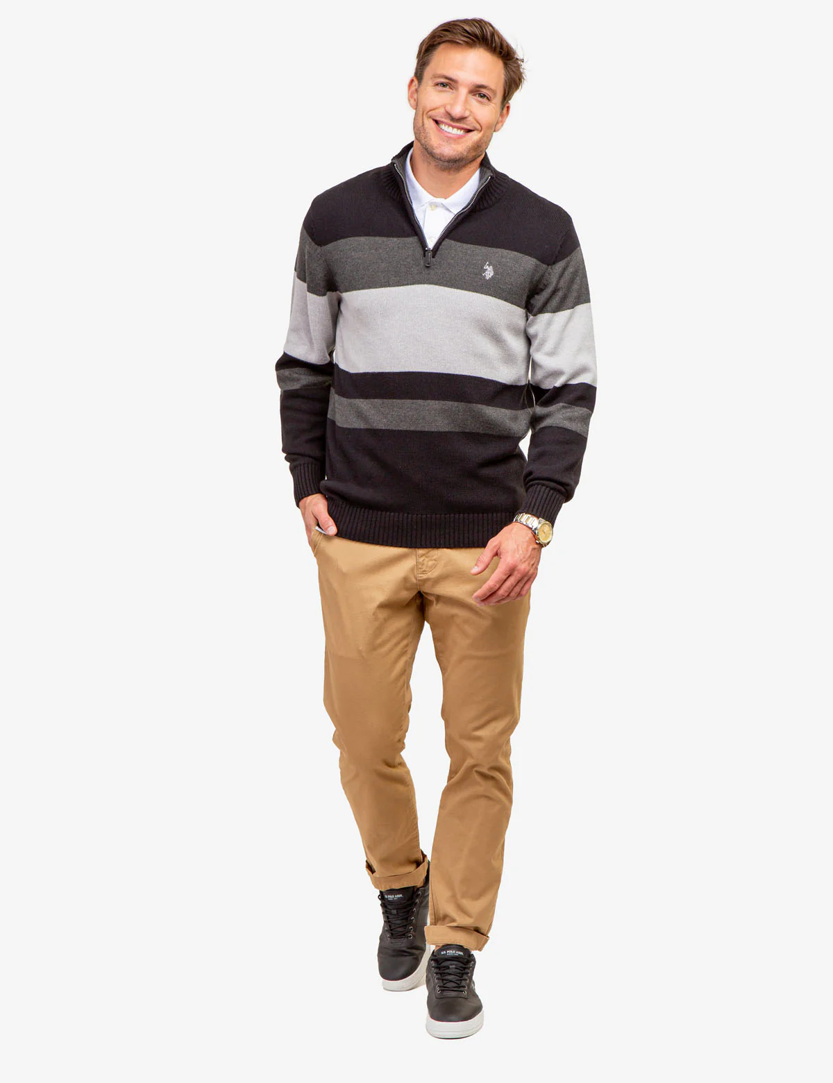 ENGINEER STRIPE 1/4 ZIP SWEATER - Image 2