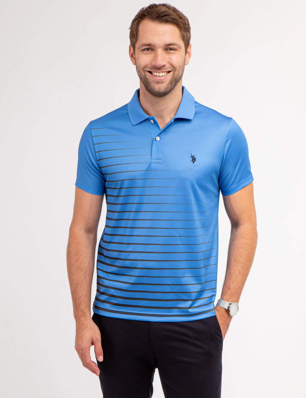 ENGINEERED DIAGONAL PRINT POLO SHIRT