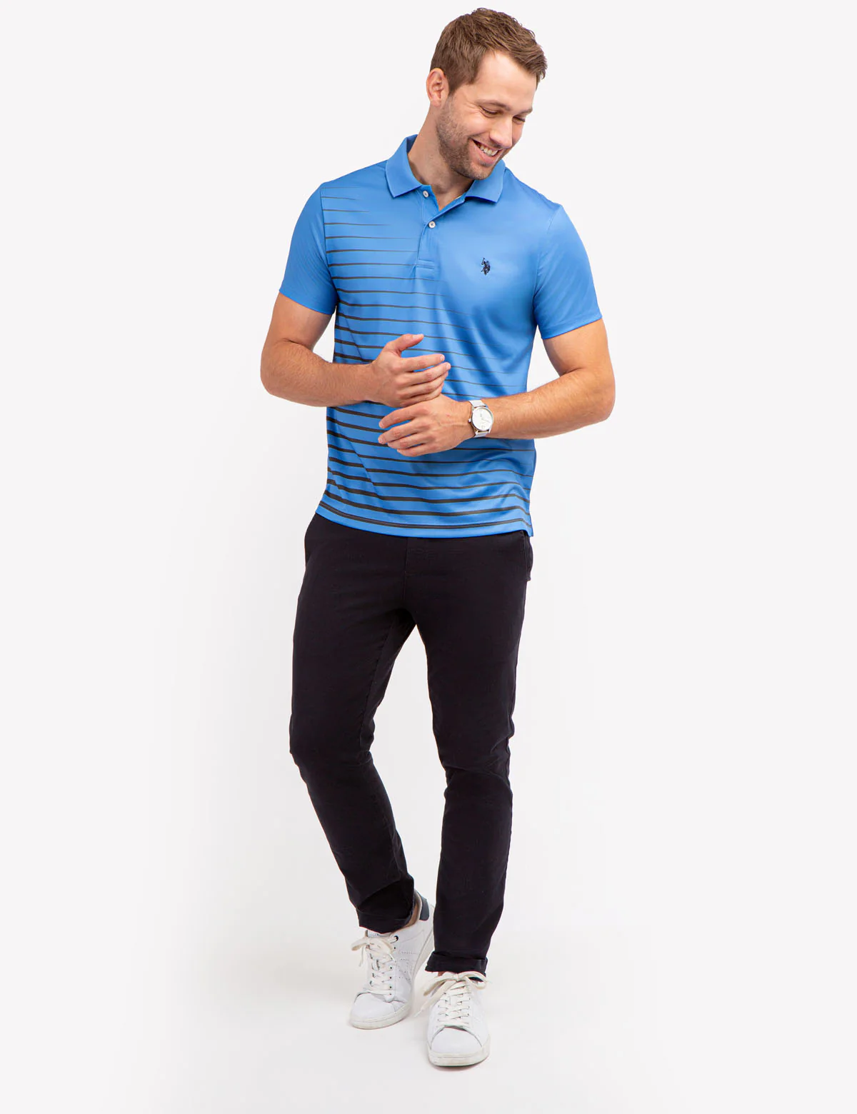 ENGINEERED DIAGONAL PRINT POLO SHIRT - Image 3