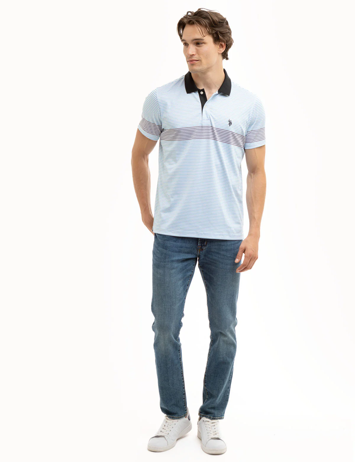 ENGINEERED PRINTED STRIPE PERFORMANCE POLO SHIRT - Image 2