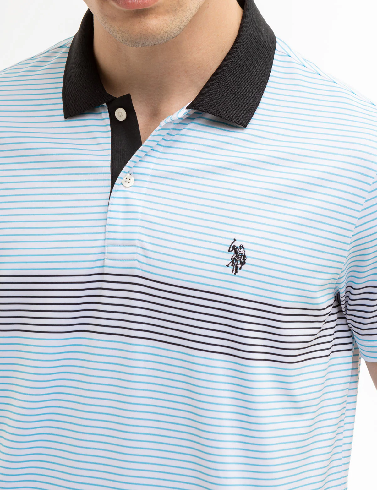 ENGINEERED PRINTED STRIPE PERFORMANCE POLO SHIRT - Image 3
