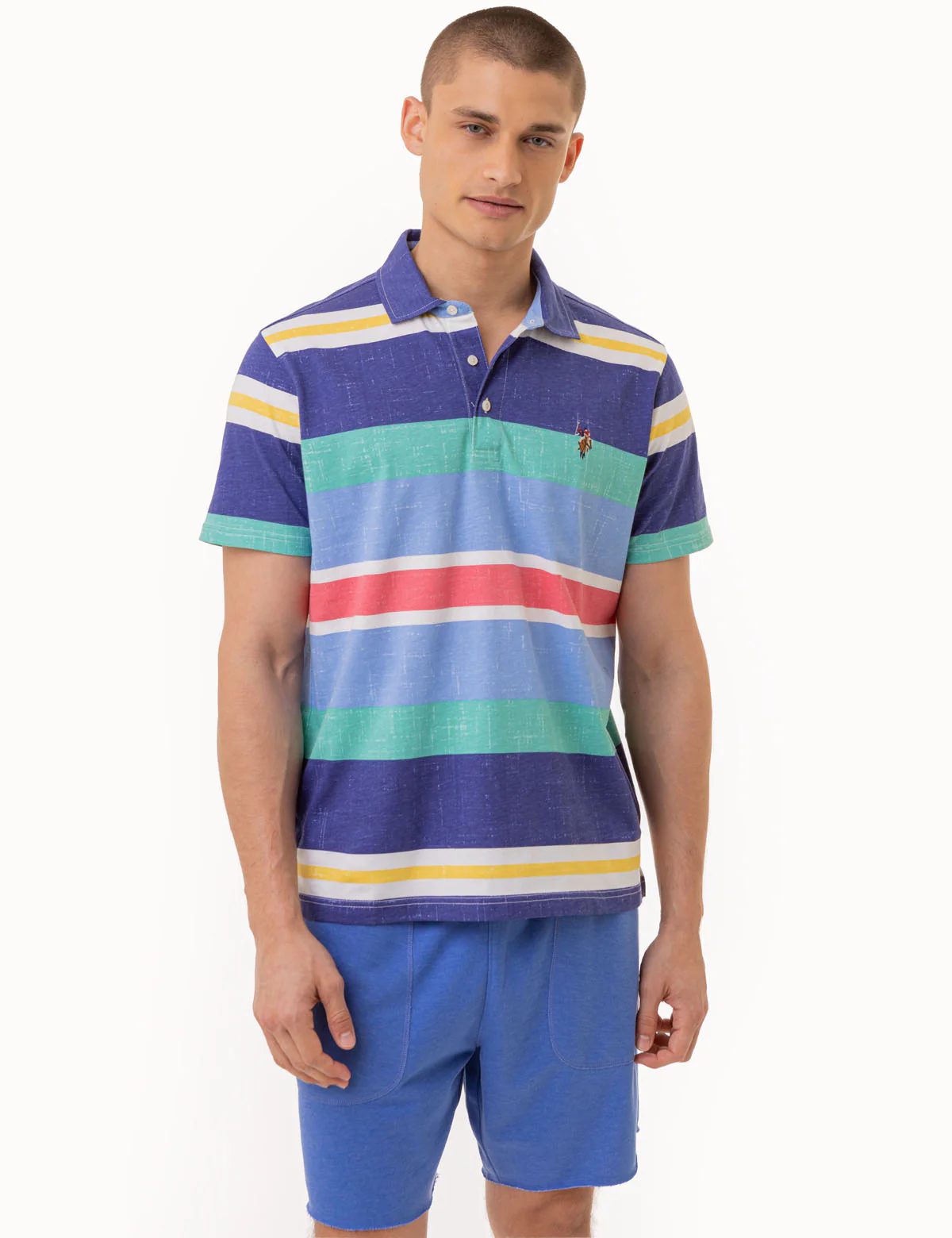 ENGINEERED STRIPE MULTICOLOR LOGO POLO SHIRT