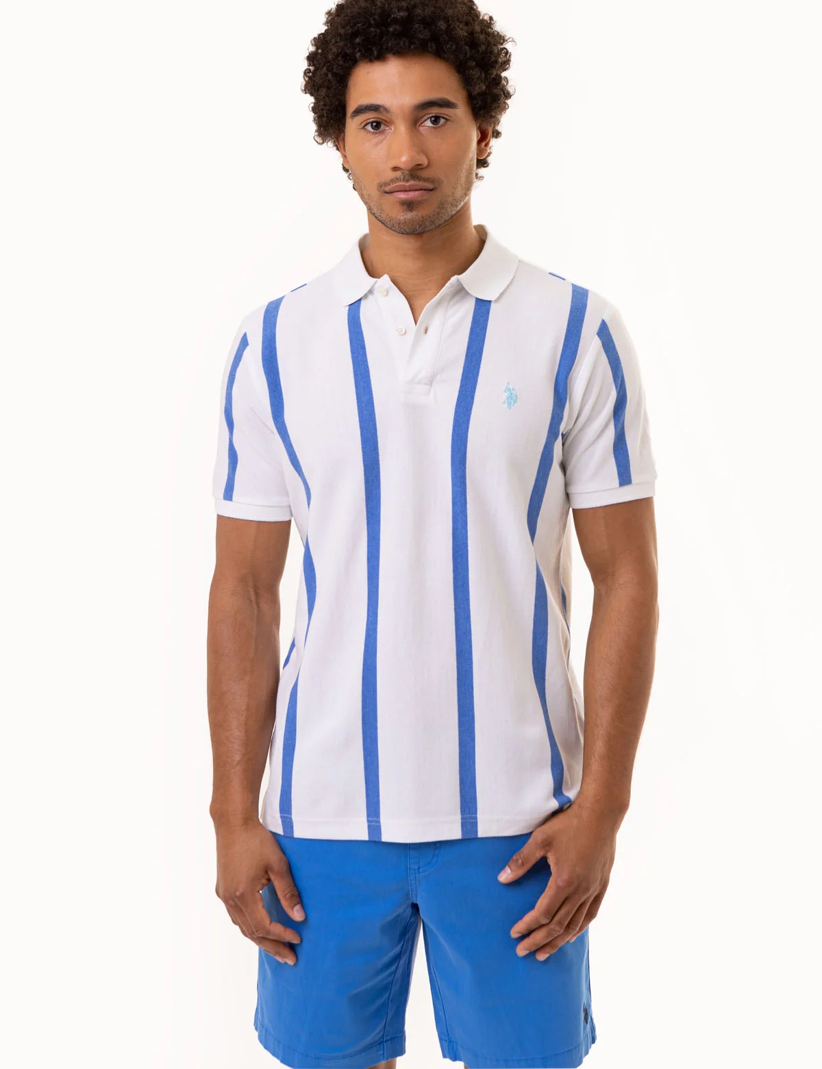 ENGINEERED VERTICAL STRIPE POLO SHIRT