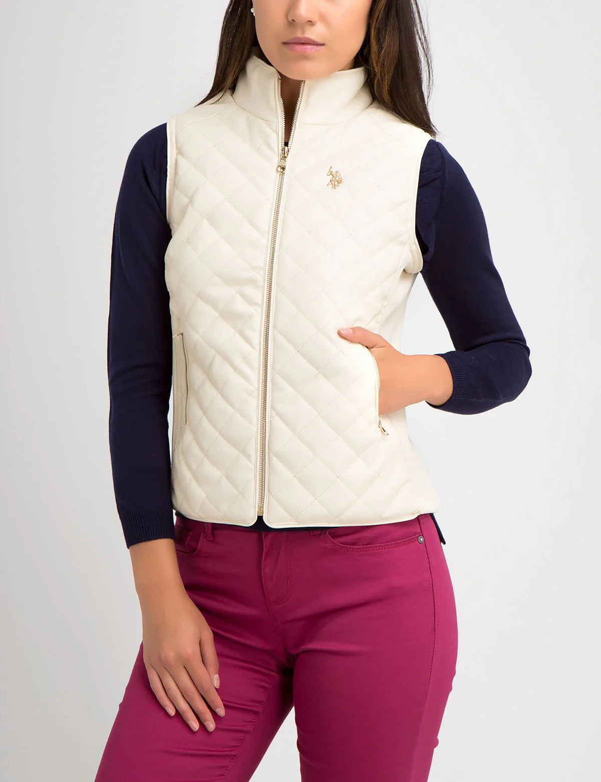 FAUX LEATHER QUILTED SIDE KNIT VEST - Image 14