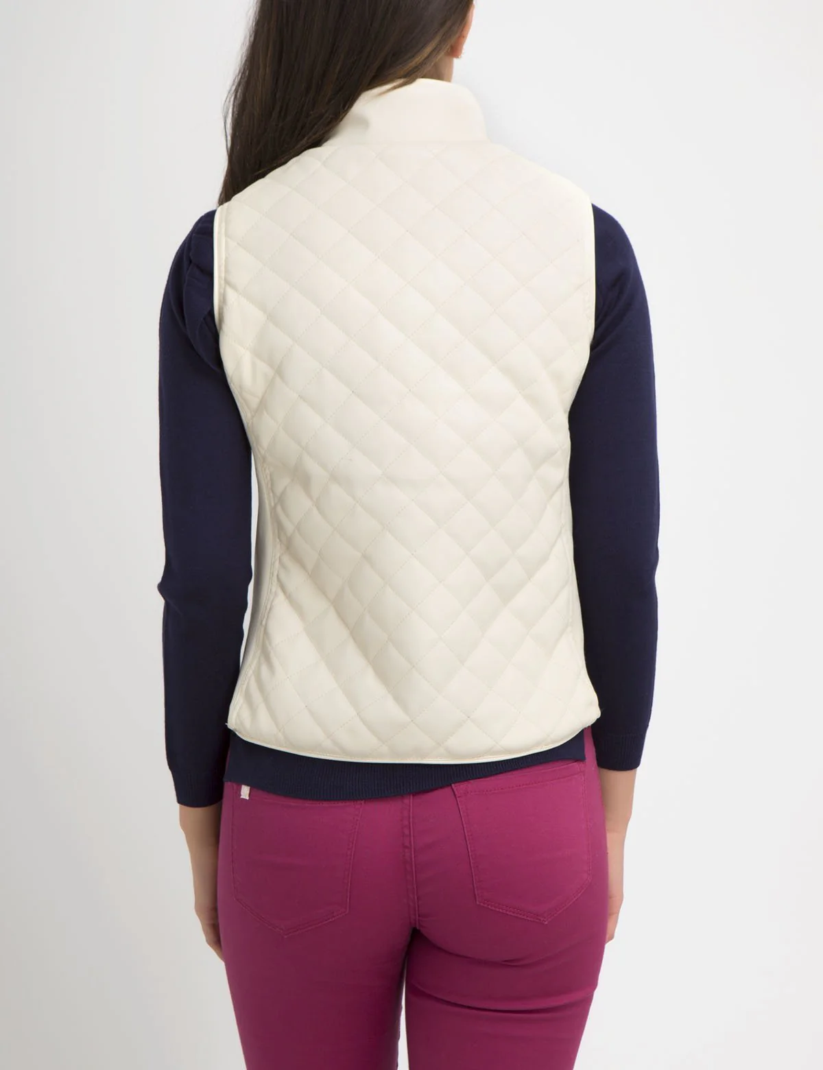 FAUX LEATHER QUILTED SIDE KNIT VEST - Image 6