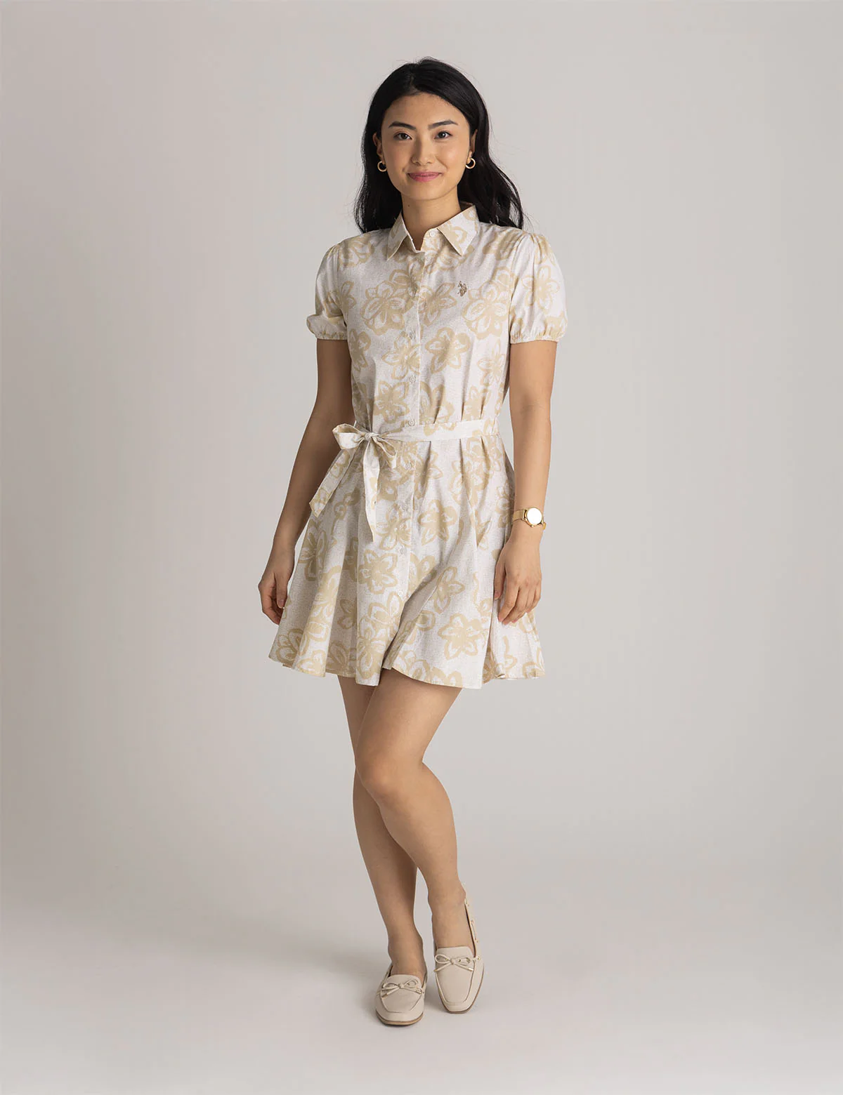FIT AND FLARE FLORAL POPLIN DRESS - Image 3