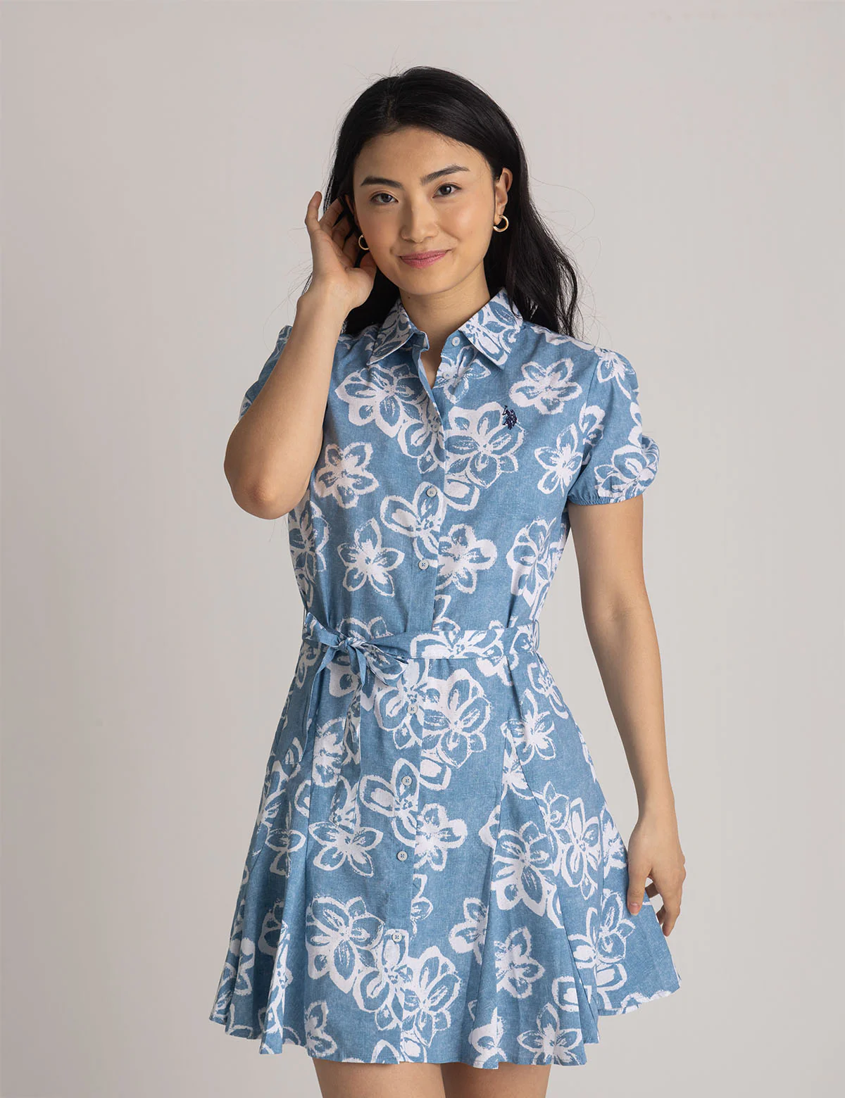 FIT AND FLARE FLORAL POPLIN DRESS - Image 6