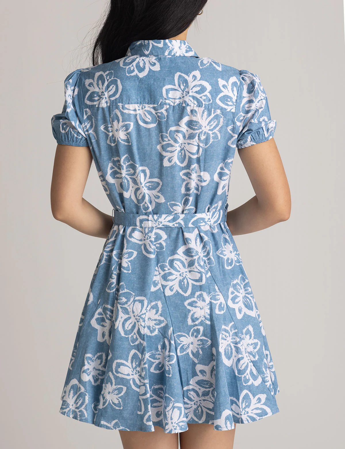 FIT AND FLARE FLORAL POPLIN DRESS - Image 9