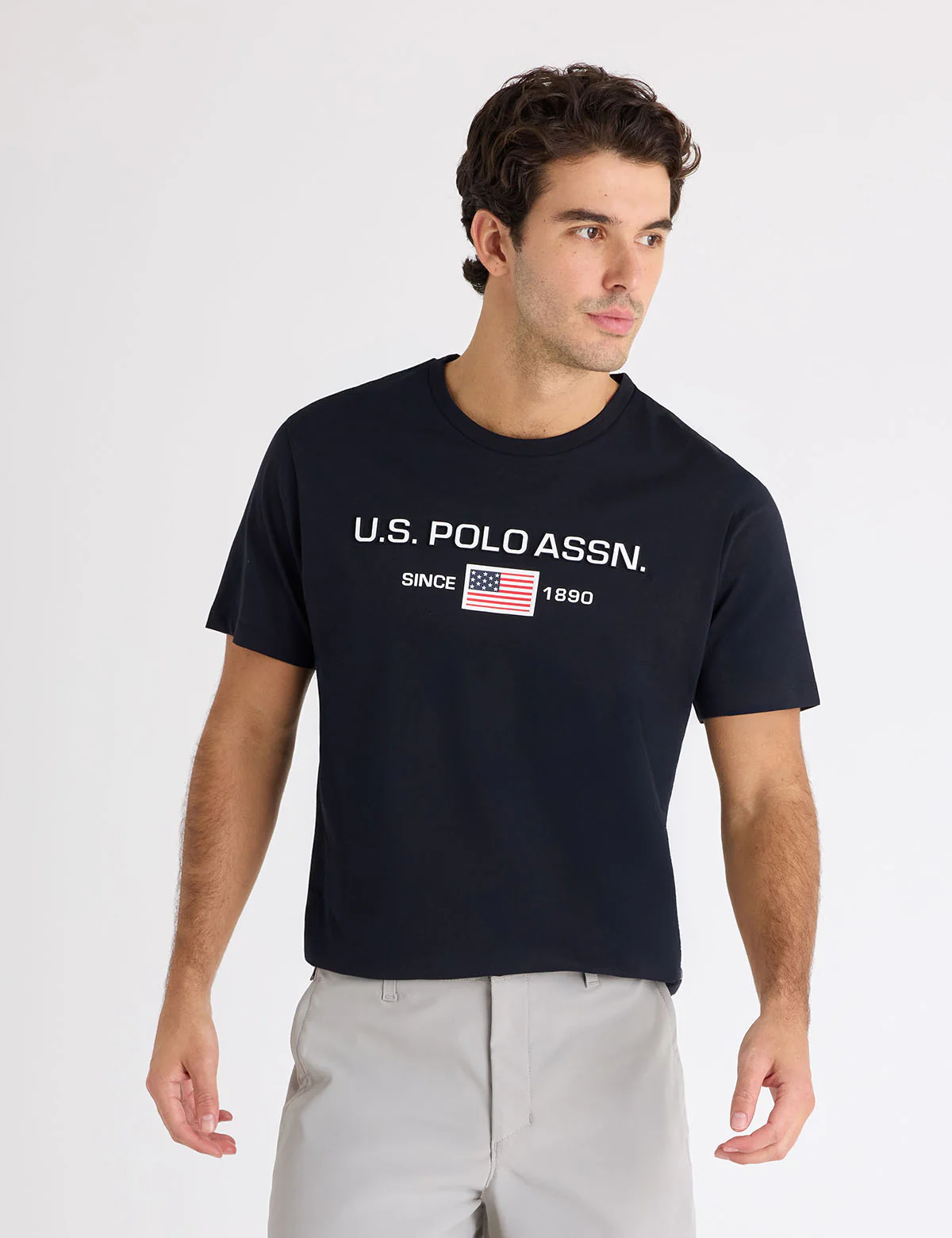 FLAG EMBOSSED WORDMARK PRINTED JERSEY T-SHIRT