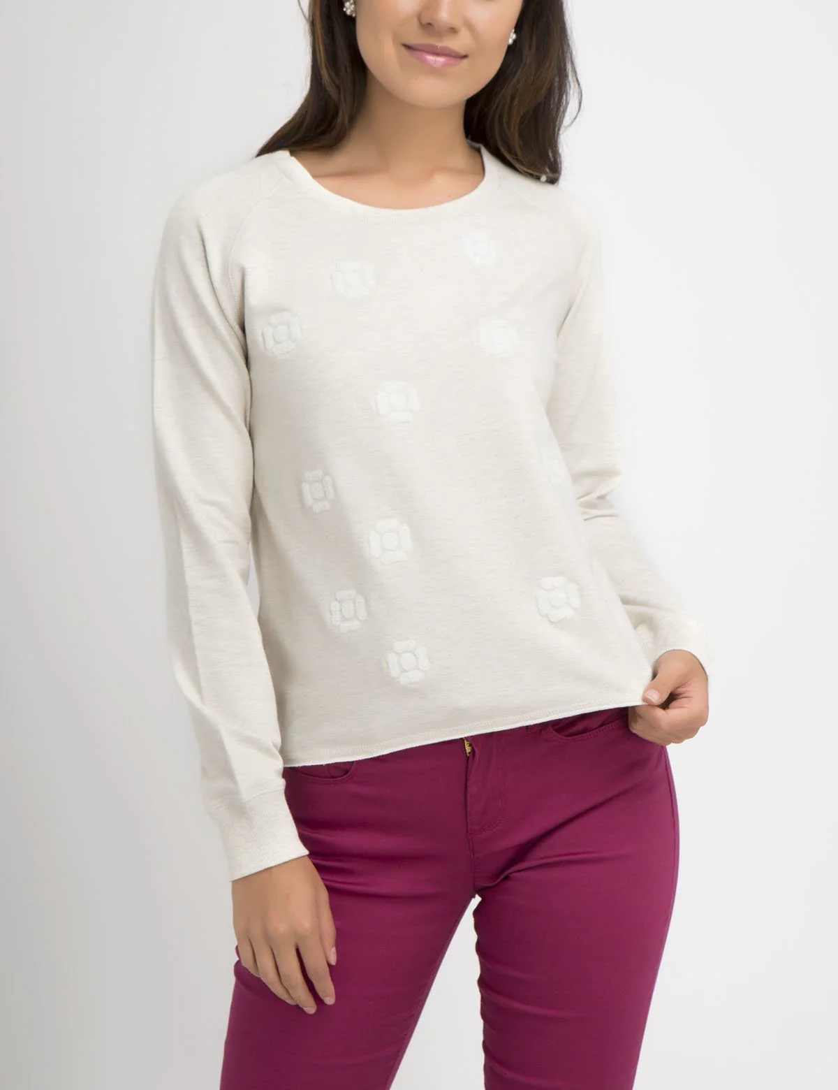 FLORAL APPLIQUE LONG SLEEVE SWEATSHIRT - Image 5