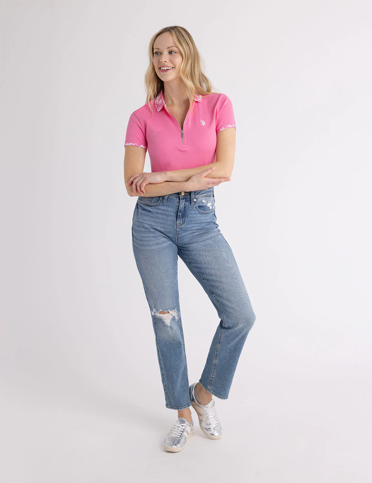 FLORAL COLLAR ZIP POLO SHIRT - Image 4
