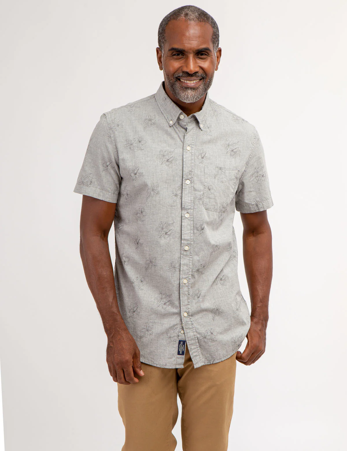 FLORAL HEATHER POPLIN SHORT SLEEVE SHIRT