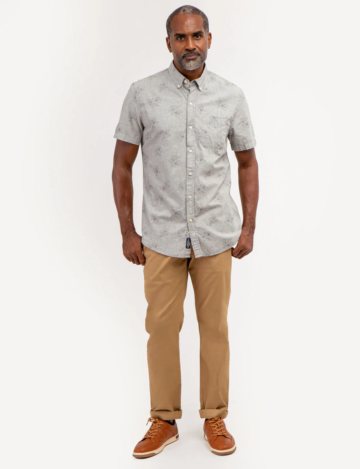 FLORAL HEATHER POPLIN SHORT SLEEVE SHIRT - Image 3