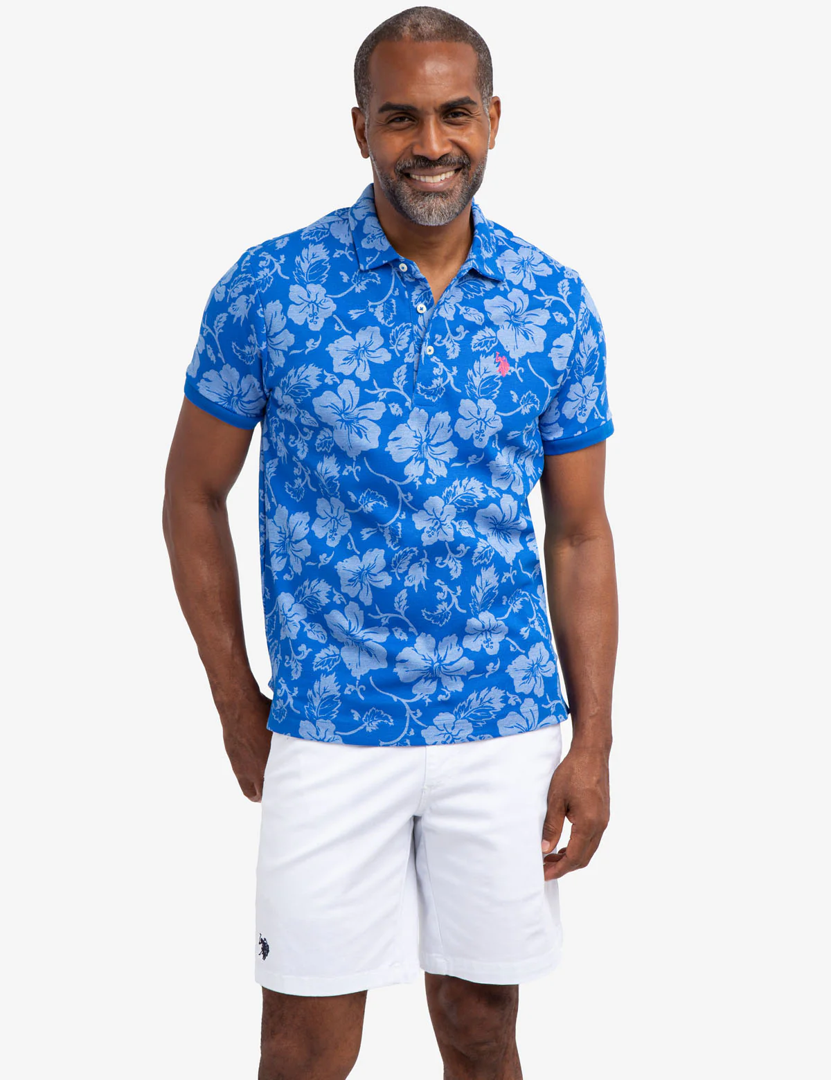 FLORAL PRINT BIRDSEYE PIQUE POLO SHIRT