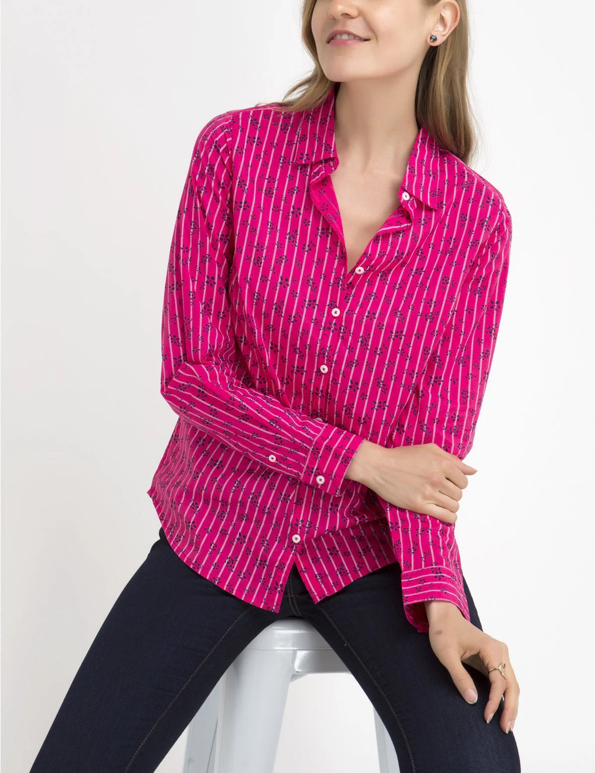 FLORAL STRIPED POPLIN SHIRT - Image 10