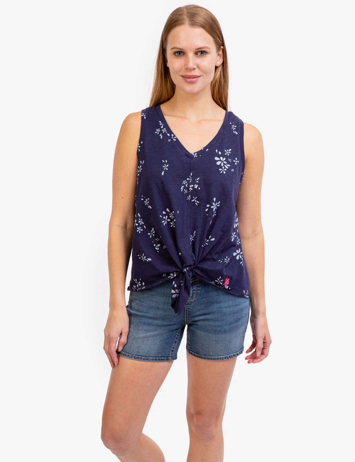 FLORAL V-NECK FRONT TIE TANK TOP - Image 11