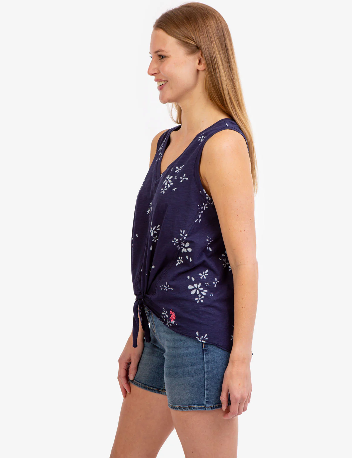FLORAL V-NECK FRONT TIE TANK TOP - Image 13