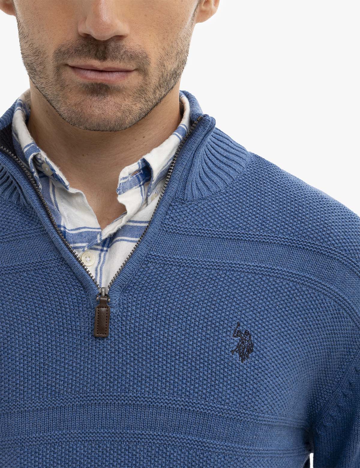 FRONT TEXTURED 1/4 ZIP SWEATER - Image 11