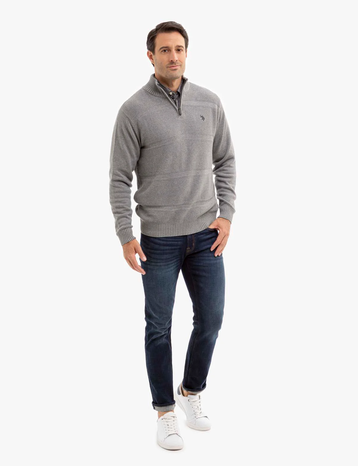 FRONT TEXTURED 1/4 ZIP SWEATER - Image 6
