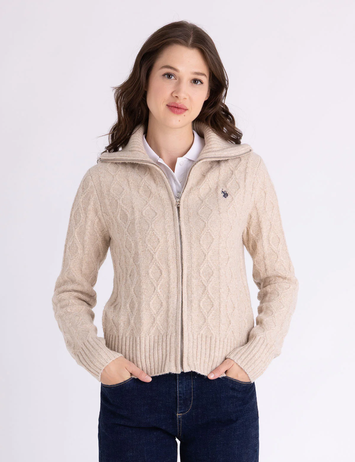FULL ZIP CABLE SWEATER