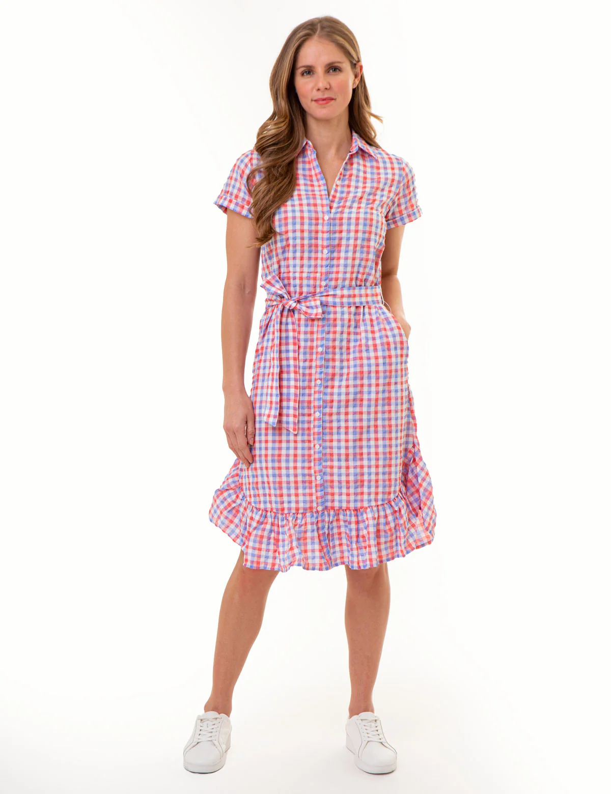 GINGHAM RUFFLE HEM DRESS - Image 4