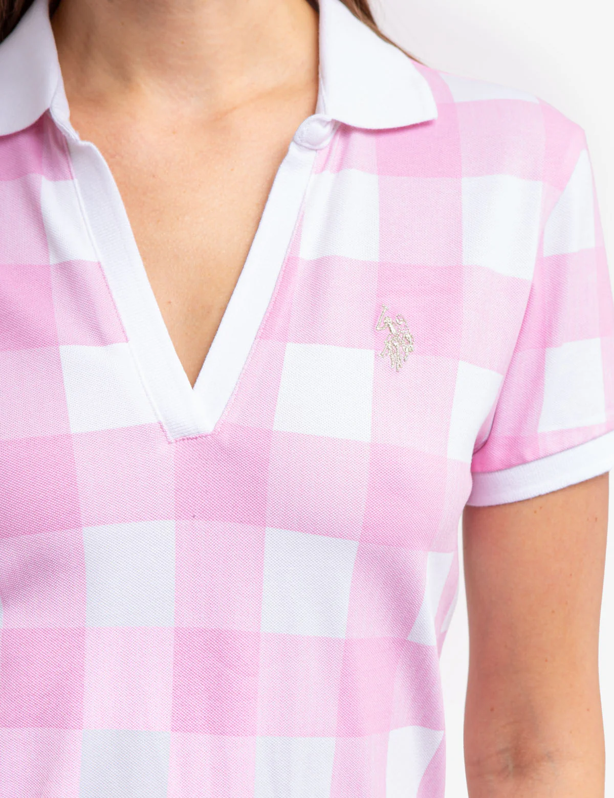 GINGHAM SPLIT NECK POLO DRESS - Image 10