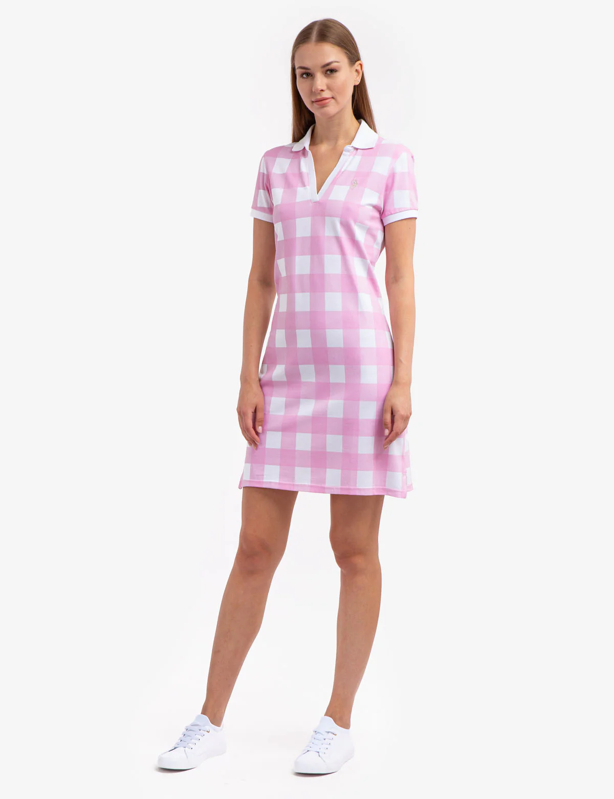 GINGHAM SPLIT NECK POLO DRESS - Image 6
