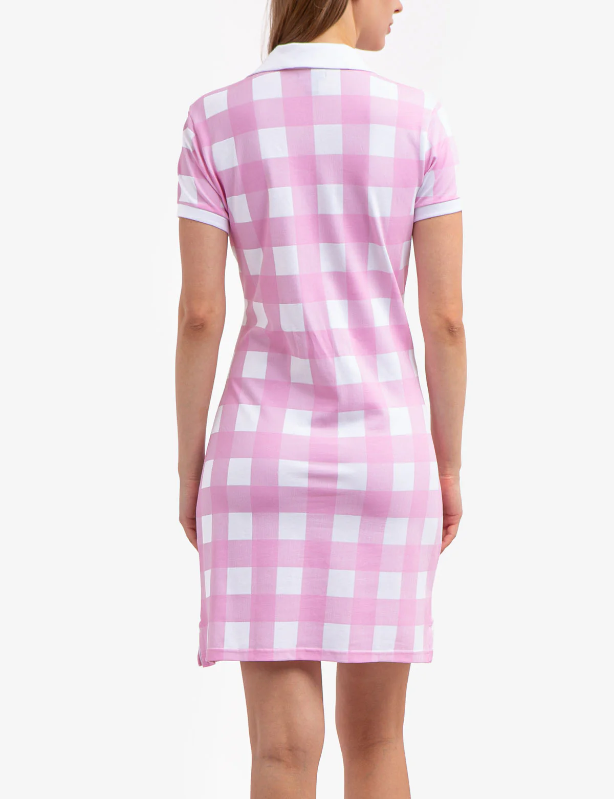 GINGHAM SPLIT NECK POLO DRESS - Image 9
