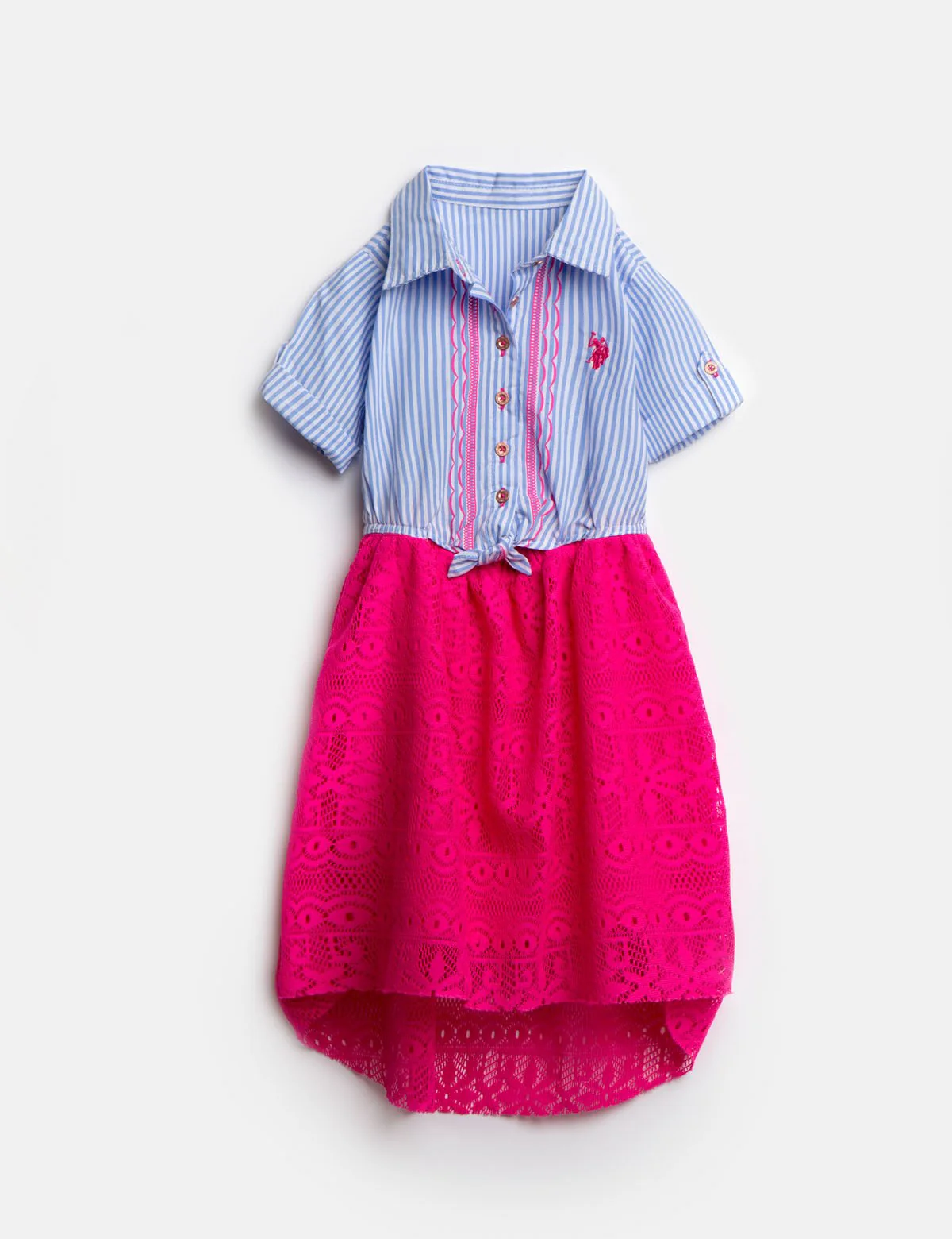 GIRLS DRESS WITH STRIPES AND LACE